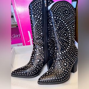 Studded Black and Silver Women's Boots Hey Girl by Corkey’s
